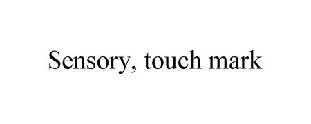 The words Sensory, touch mark spelled out in standard, generic, unstylized letters and no graphics